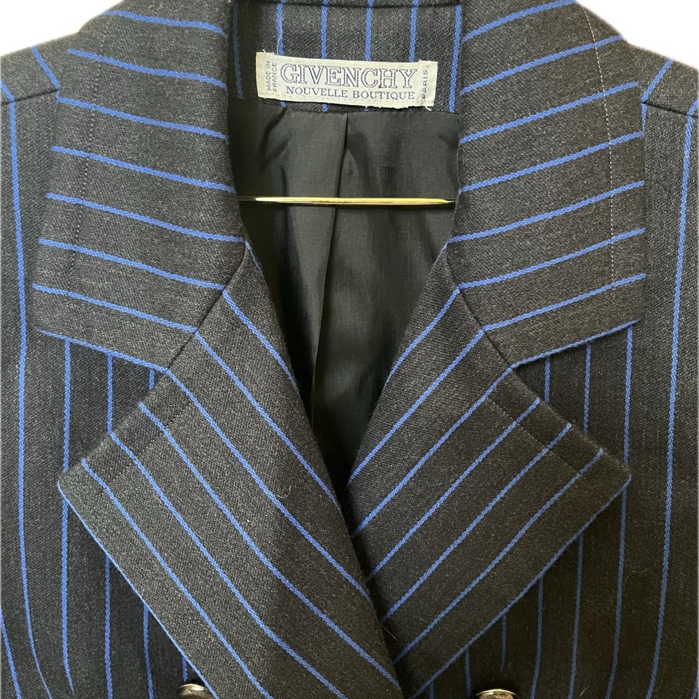 Givenchy Blue and dark charcoal Pinstripe Blazer L - Picture 7 of 12